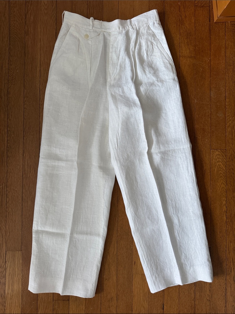 DKNY DONNA KARAN NEW YORK 100% WHITE LINEN SIZE 8 PANTS TROUSERS